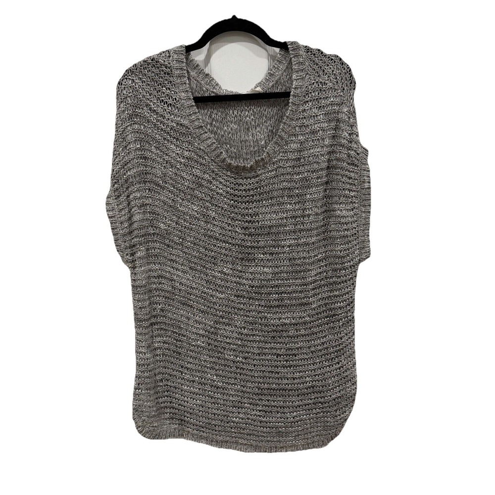 Women's Eileen Fisher Gray Wonder Stitch Knit Cap Sleeve Sweater Top Small? S?